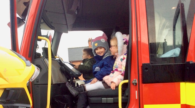 Fire engine stops off at Browney